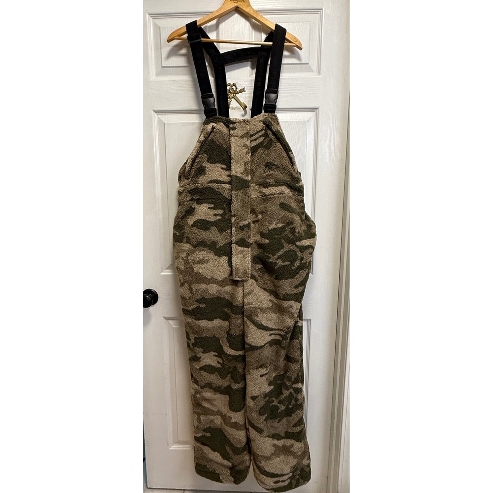 Cabelas Berber Fleece Extreme Windshear Insulated Camo Bib Outfitter Excellent L